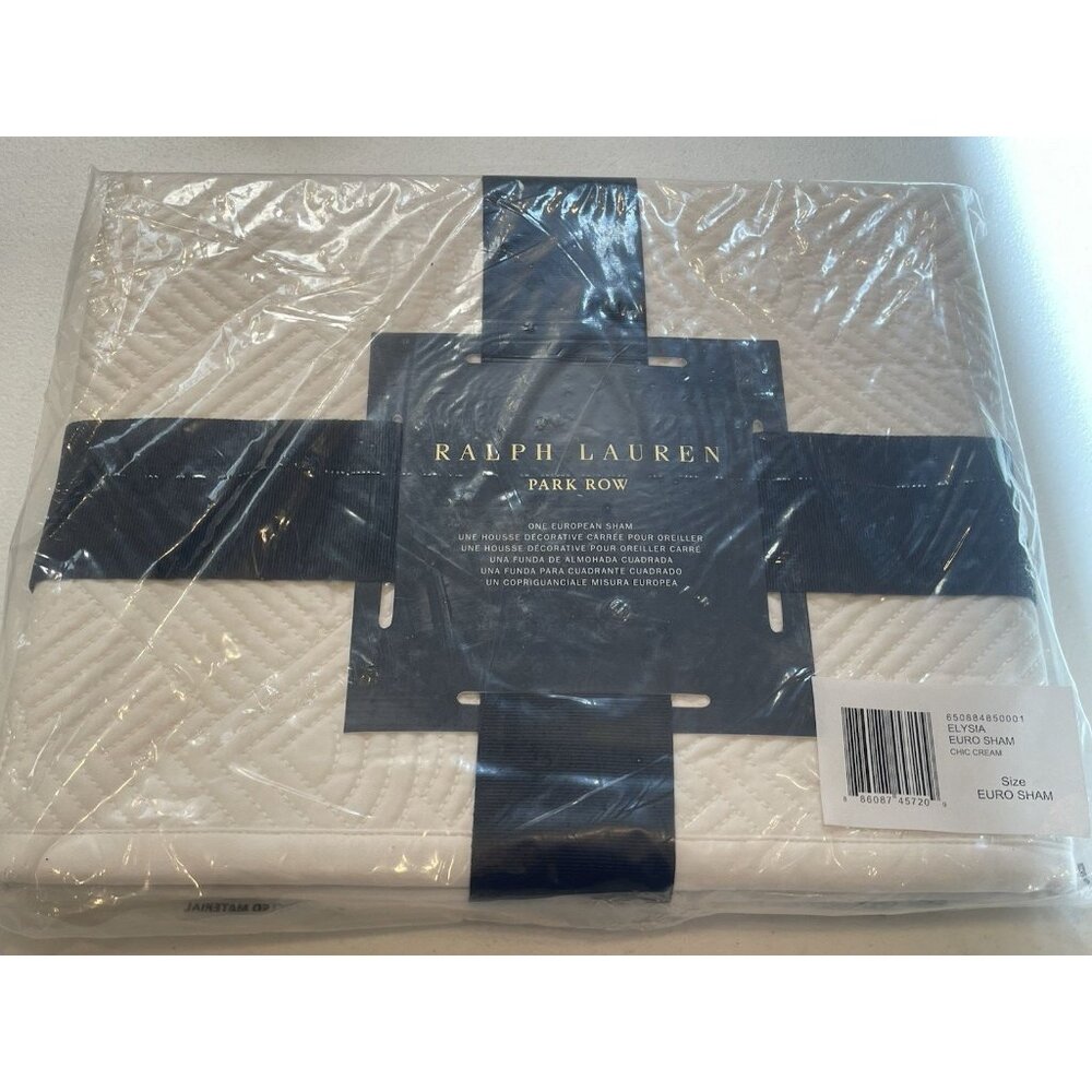 NEW Ralph Lauren Elysia Park Row Euro Sham Chic Cream European Pillow Bedding